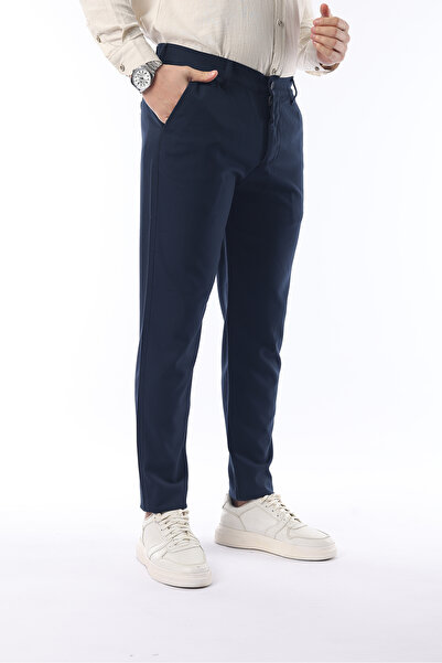 İDS COLLECTİON Ids Erkek Lacivert Renk Düz Kesim Kaliteli Esnek Likralı Bilek Boy Kumaş Pantolon