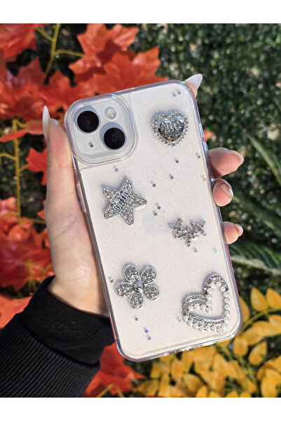 OSG iPhone 15 Plus Ve 14 Plus Uyumlu 3d Karakterli Taşlı Ve Simli İşlemeli Çi...