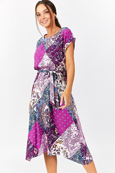 armonika Γυναικείο φόρεμα με λάστιχο έθνικ μοτίβο στη μέση-21K001249