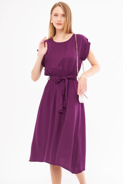 armonika Purple Tie-Up Dress - Women's, Elastic Waist ARM-18Y001120