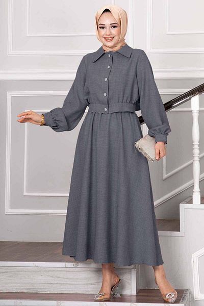EBRUTESETTÜR Stone Button Detailed Skirted Hijab Set