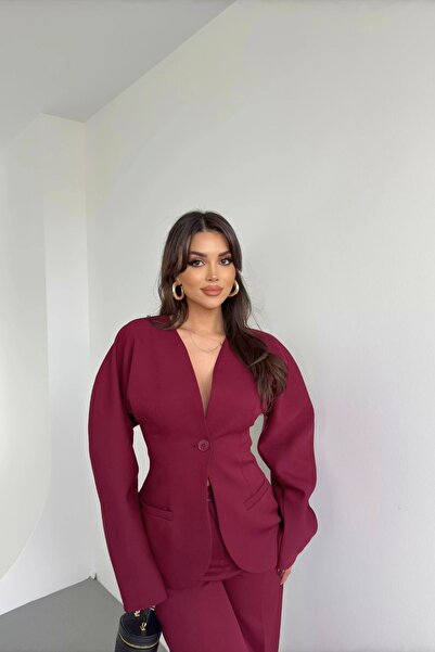 FMN Moda Oversize Women's Blazer Jacket and Palazzo Pants - Single Button Trendy Equivalent Suit