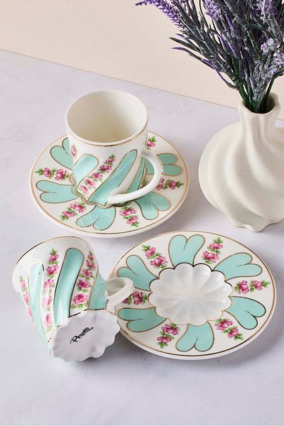 Perotti Kuzguncuk 4-Piece Porcelain Coffee Set for 2 People