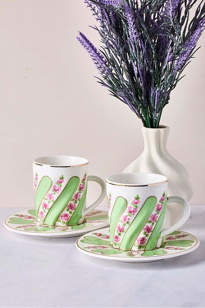 Perotti Kuzguncuk 4-Piece Porcelain Coffee Set for 2 People