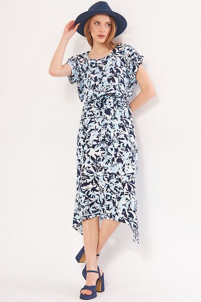 armonika Rochie pentru femei albastru baby, cu model de cravată cu talie elastică ARM-22Y001044