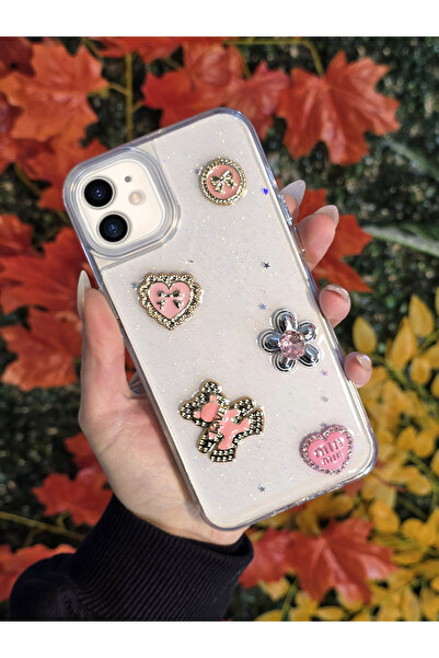 OSG iPhone 11 Uyumlu 3d Karakterli Taşlı Ve Simli İşlemeli Çift Katman Koruyu...