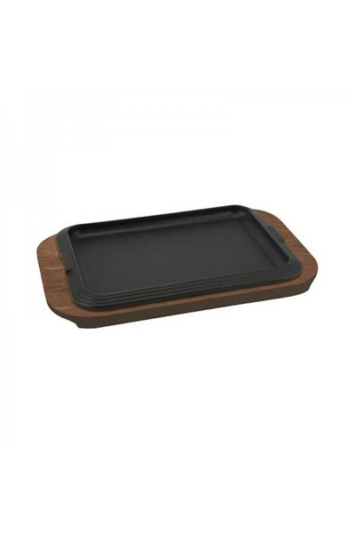ILSA Enameled cast iron platter with wooden stand, Dietella Basic, 26x18 cm