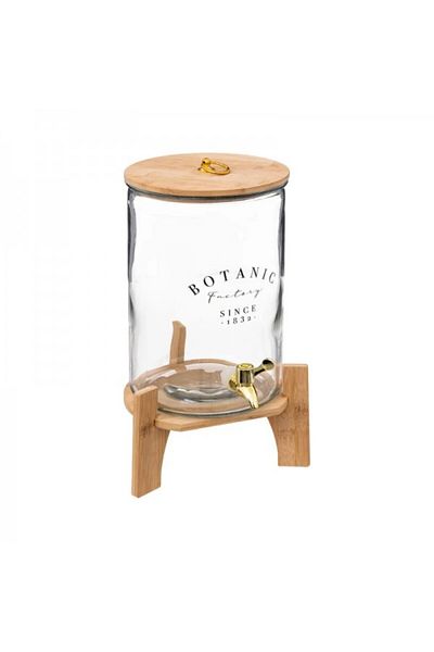 Secret de Gourmet Soft drink dispenser with bamboo stand, Botanic Factory, 8 liters