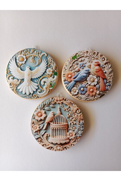 ZeyMin Art Kuş Temalı 3 Lü Duvar Süsü
