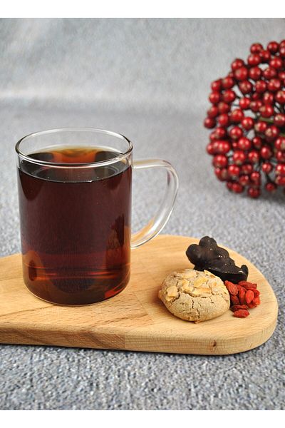 Qualitev Glass Borosilicate Large Teacup Mug with Handle Coffee Tea Cup-1 Piece 420 Cc