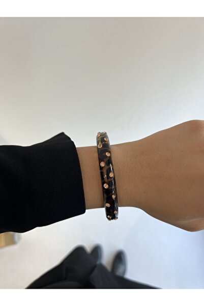 CEY ACCESSORY LEOPAR DESENLİ TAŞLI AKRİLİK BİLEKLİK