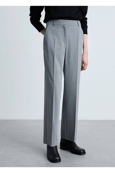 MANGO Woman Straight Cut Mid-Rise Pants