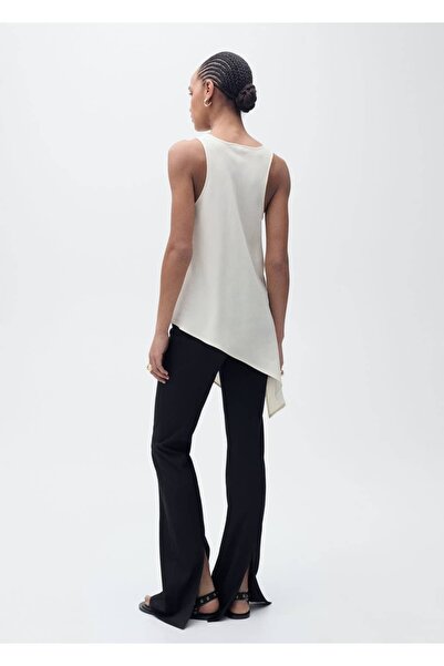 MANGO Woman Ασύμμετρη μπλούζα lyocell