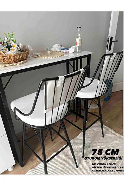 The SANDALYE SHOP Yeni Reina Bar Sandalyesi 75 Cm Beyaz-siyah.100 Ile 115 Cm ...