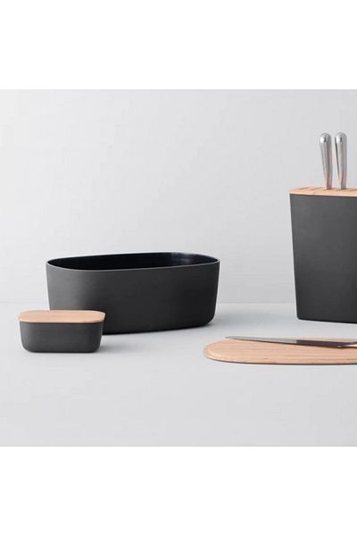stelton Bread box with bamboo lid, BOX-IT Black, 34.5x22.5x13 cm