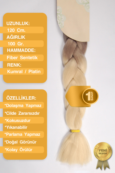 TAM TARZ Afrika Örgüsü Rasta Ve Box Braid için Fiber Sentetik Saç / Kumral - ...