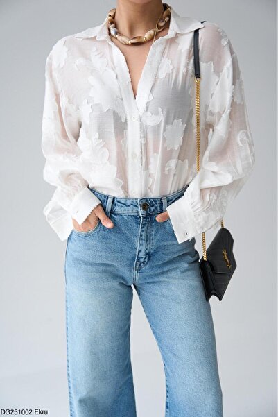 CADDELAMODA Γυναικείο Υφαντό Πουκάμισο Ζακάρ