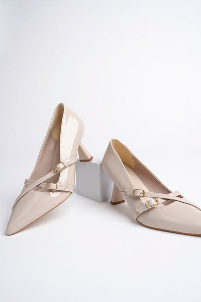MARSHETTA Stiletza Model Pantofi cu toc stiletto cu vârf ascuțit, cu cataramă, din piele lacuită