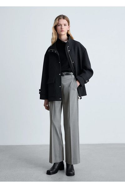 MANGO Woman Straight Cut Mid-Rise Pants