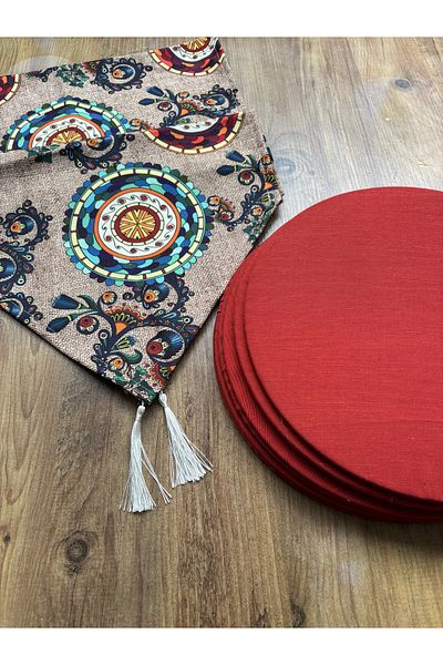 HALFART Mandala Duck Linen Runner και Σετ πλακιδίων Supla 6 τεμαχίων