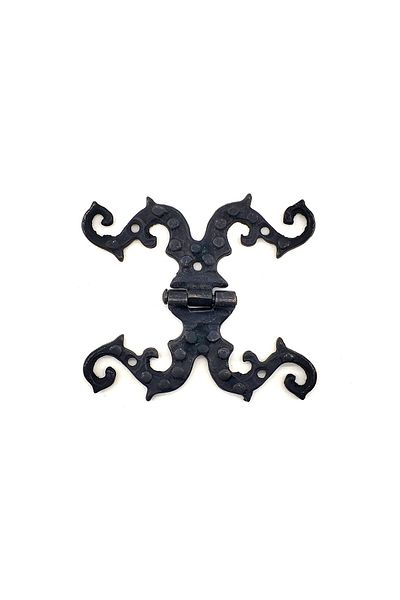 Easy Tedarik Antique Style Decorative Brass Decorated Hinge - 100x90 mm, Oxide