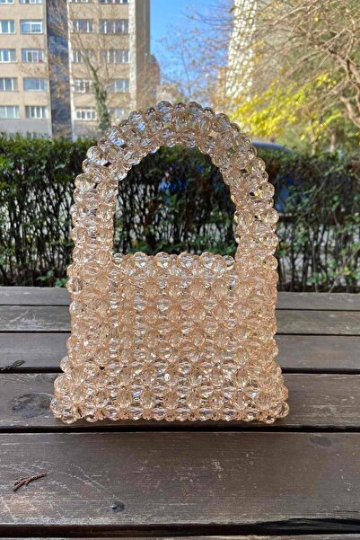 GÜLSEMALİ Geantă de noapte din sticlă de cristal cu mărgele perle