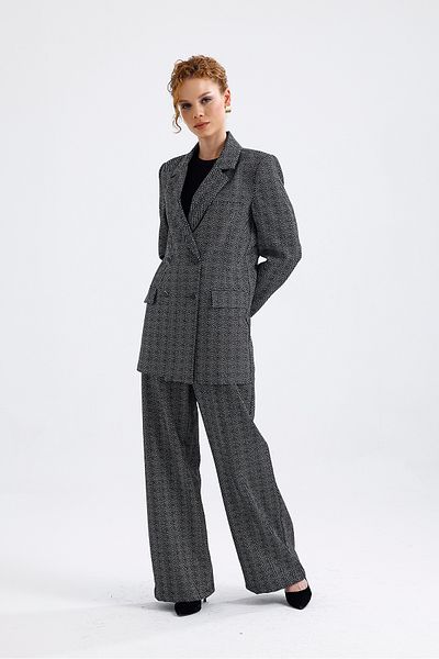 Sense Zickzack Print Lined Suit - Jacket and Trousers Ckt36036