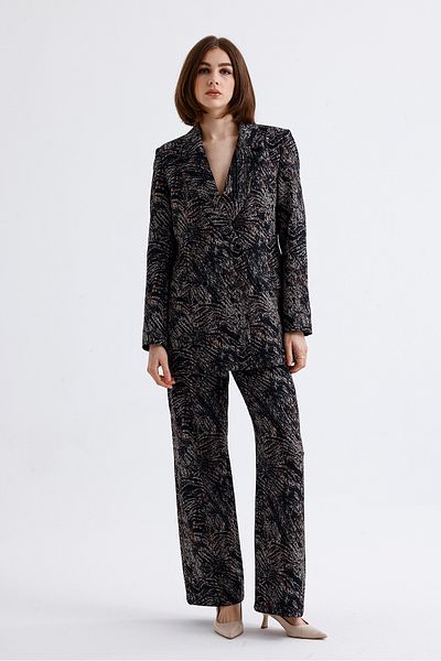 Sense Black Coffee Print Suit - Jacket and Trousers Ckt36036