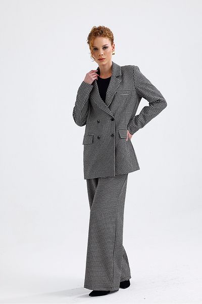 Sense Lined Patterned Suit Jacket and Pants |   Ckt36036 Houndstooth Patterned