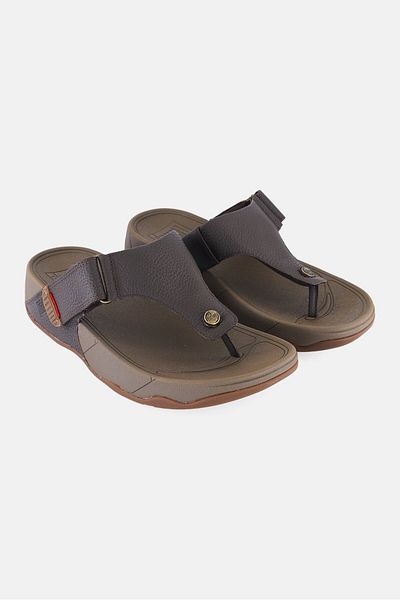Fitflop Men Trakk II Toe-Thongs Velcro Closure Sandal, Chocolate Brown