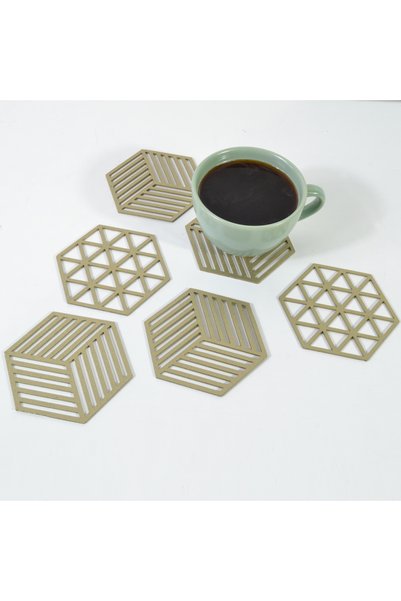 Vita Blend Gold Color Metal Coaster Coaster