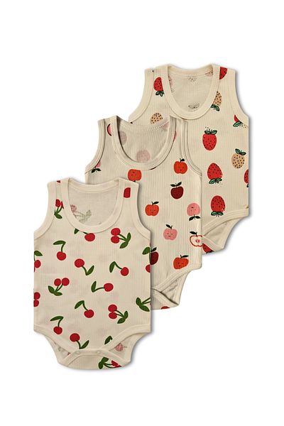 GizaKids 100% Cotton Bodysuit Set of 3 Girls Boys Baby Kids