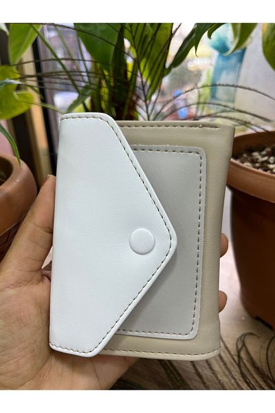 ESNEVA Portofel din piele moale pentru femei, cu fermoar cu apăsare, elegant, combinație de culori vibrante, accesoriu pentru suport pentru carduri