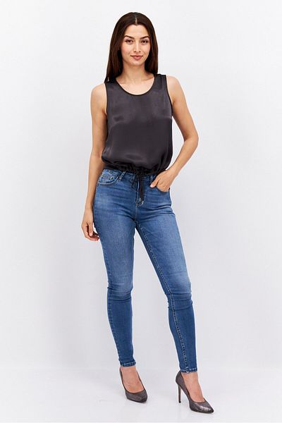 Esprit Women U Neck Sleeveless Plain Top, Grey
