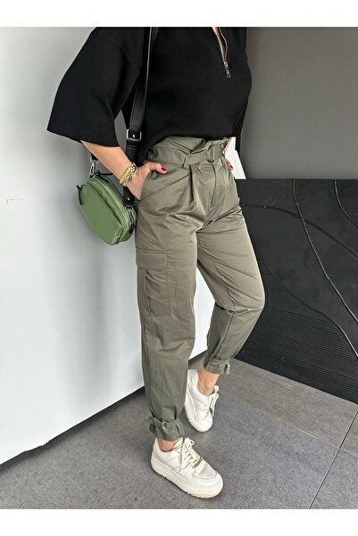Zerrincan Giyim Haki Kayışlı Kargo Cepli Orijinal Pantolon