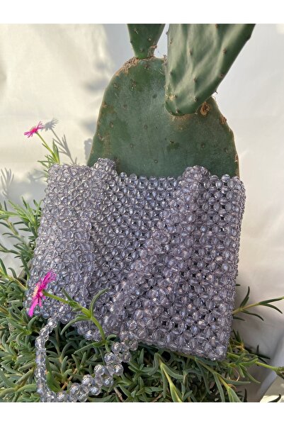 GÜLSEMALİ Geantă cu mărgele Flora (gri)