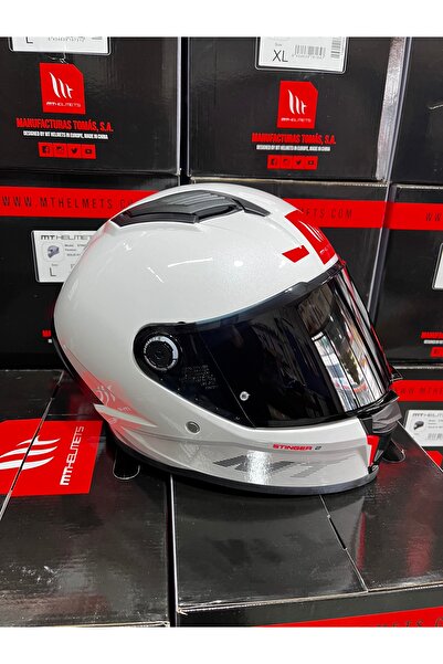 MT Helmets stinger 2 solid parlak beyaz (şeffaf vizörlü)