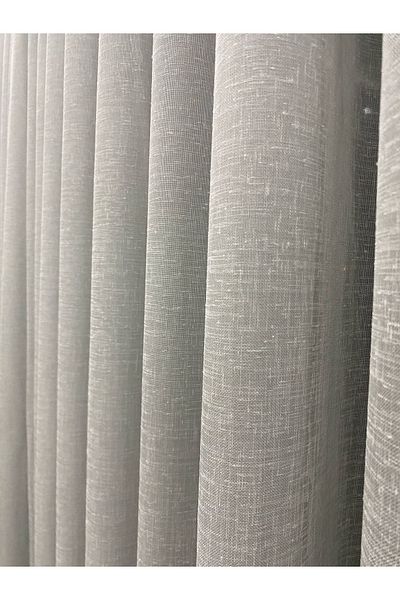 İNCİLİFE 1/3 Sik Pleated Foldet Gray Linen Tulle Curtain