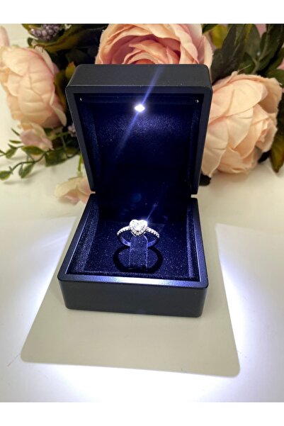 merraaksesuar Sevgililer Günü Hediye Paketi Işıklı Yüzük Kutusunda Kalpli Aya...