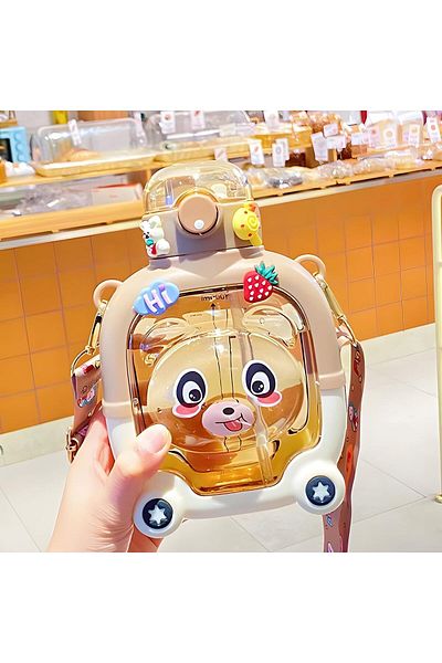 7K Square Water Bottle Figured Water Bottle with Teddy Bear 1000ml