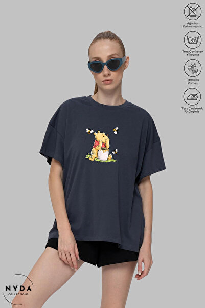 Nyda Collections Unisex Crew Neck Winnie The Pooh εμπριμέ βαμβακερό μπλουζάκι...
