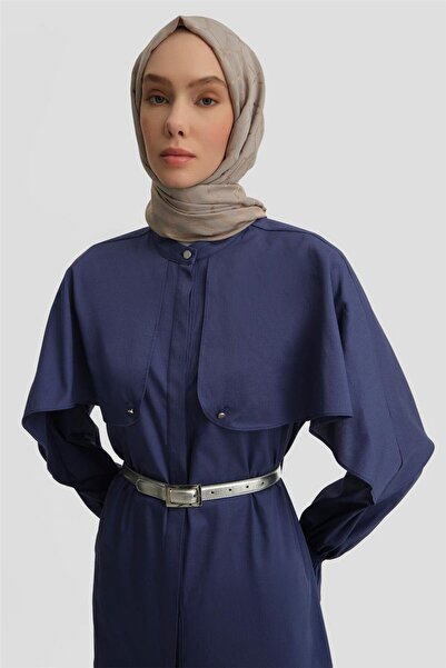 Armine Pelerin Detaylı Pamuk Tunik 25y4606 Puslu Mor