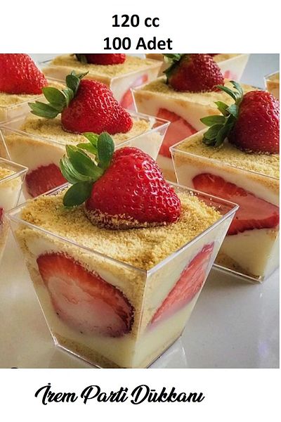 İrem Parti Dükkanı Transparent Crystal Mica Hard Plastic Cubic Prism Bowl 120 Cc 100 Pieces Without Cover Presentation Container