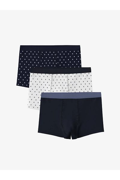 LC Waikiki Παιδικό Μπλε εμπριμέ Αγόρι Μπόξερ 3 τεμαχίων