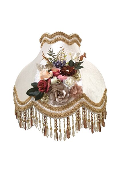 Genel Markalar Ahşap Gold Ayak Ekru Renk Kadife Gold Süsleme Vintage Lambader 170x45cm Lm74456