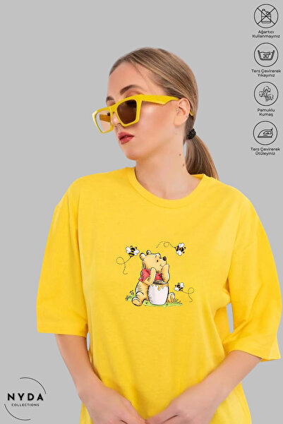 Nyda Collections Unisex Crew Neck Winnie The Pooh εμπριμέ βαμβακερό μπλουζάκι...