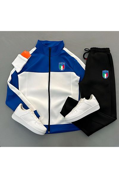 Risil-Nu Company Italian Themed Scuba Fabric Jacket & 3 Thread Sweatpants – Men's and Women's Sports Set