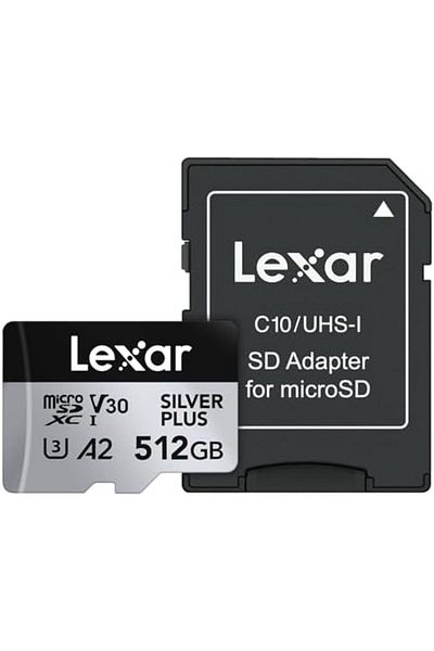 STOREMAX 512Gb Professional Silver Plus Microsdxc Memory Card W/Sd Adapter, Uhs-I, C10, U3, V30,