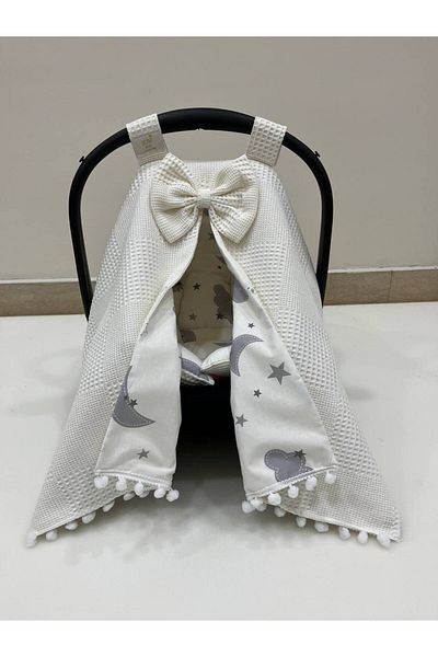 BUSEBABYHOME Cream Stroller Cover and Stroller Cushion Set of 2
