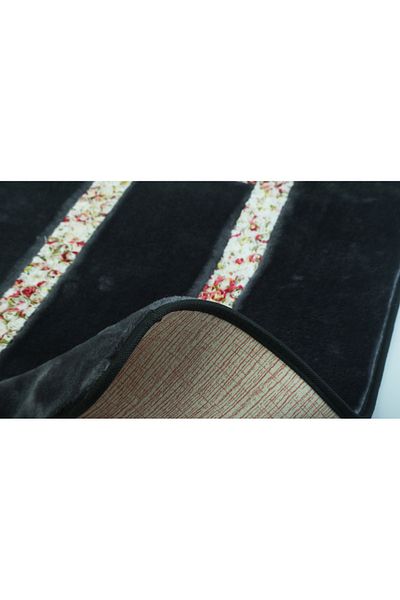 FeelHome Σετ πατάκι μπάνιου 3 τεμαχίων Anthracite Grey Luxury Flower Pattern - Αντιολισθητική βάση Arsuz